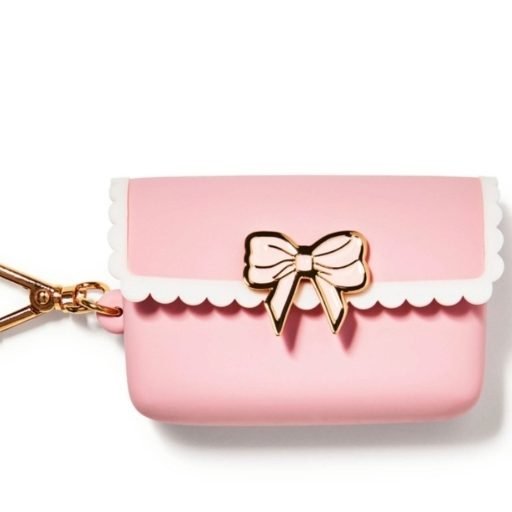 Bath & Body Works Pink Bow Snapcase Pocketbac Sanitizer Holder Purse